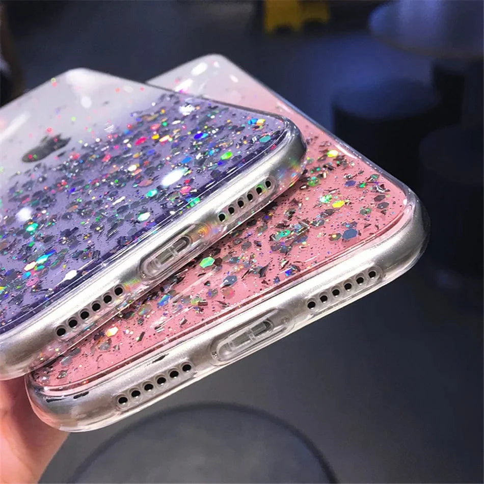 Cute Gradient Sequins Clear Glitter iPhone Case
